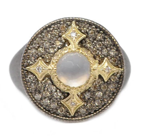 crivelli cross ring with chalcedony and diamonds