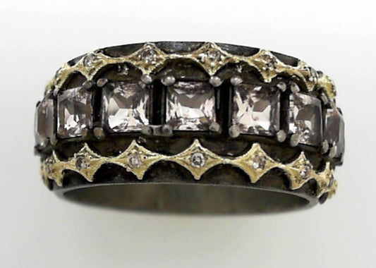 Mixed Metal Band with Morganites and Champagne Diamonds