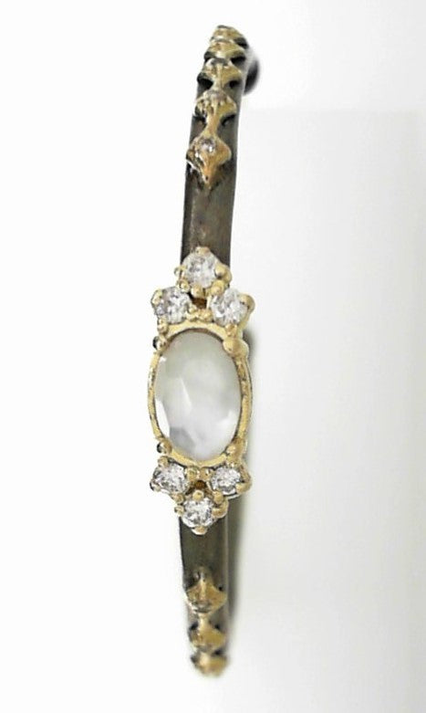 Mixed Metal Hoop with Quartz and Diamonds