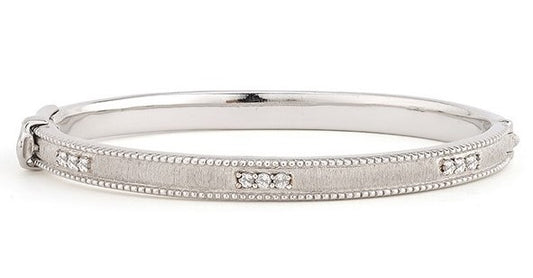 Silver Bangle with White Topa
