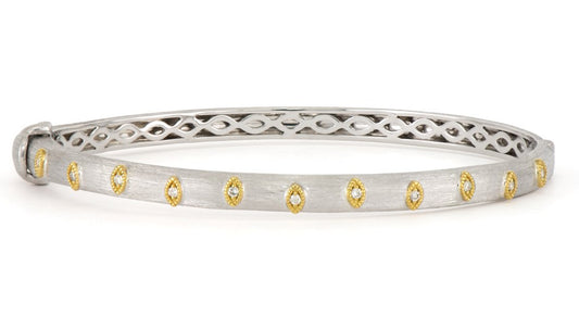 mixed metal bangle with diamonds 