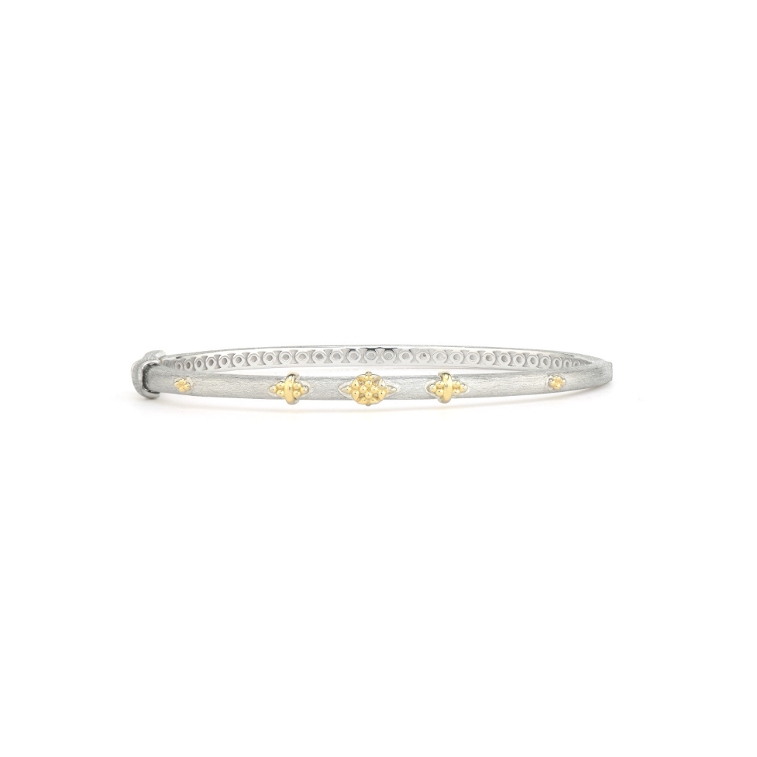 silver bangle with gold accents