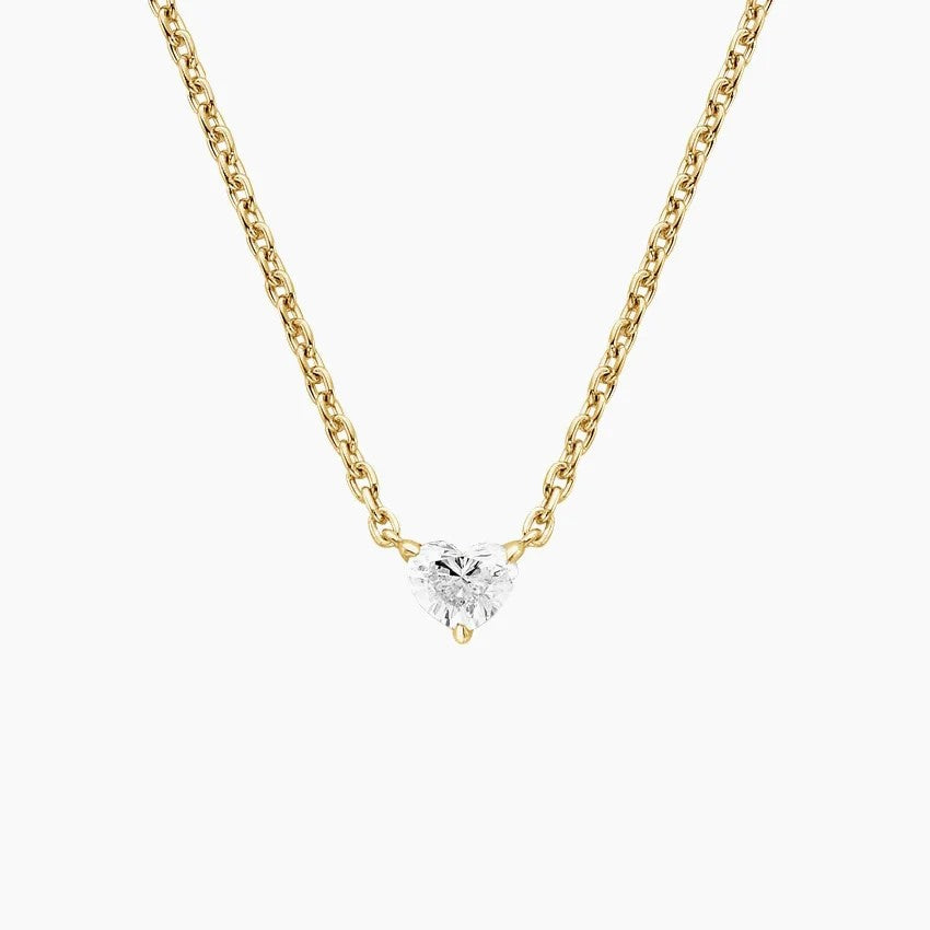 Yellow Gold Floating Diamond Heart Necklace