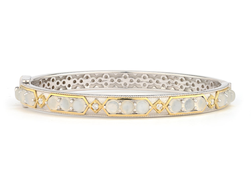 Mixed Metal Moonstone Bangle