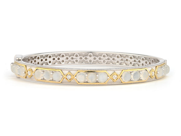 Mixed Metal Moonstone Bangle