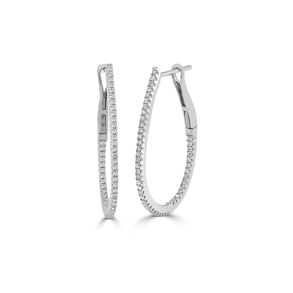 Oval Inside Out Diamond Hoops