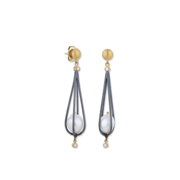 Silver Swing Pearl Earrings