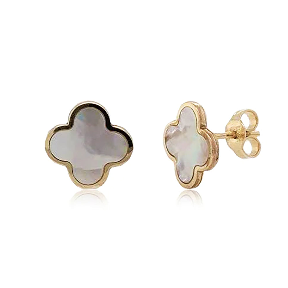 Sterling Forever 14k Yellow Goldplated & Black Mother-of-pearl Clover  Earrings | Lyst